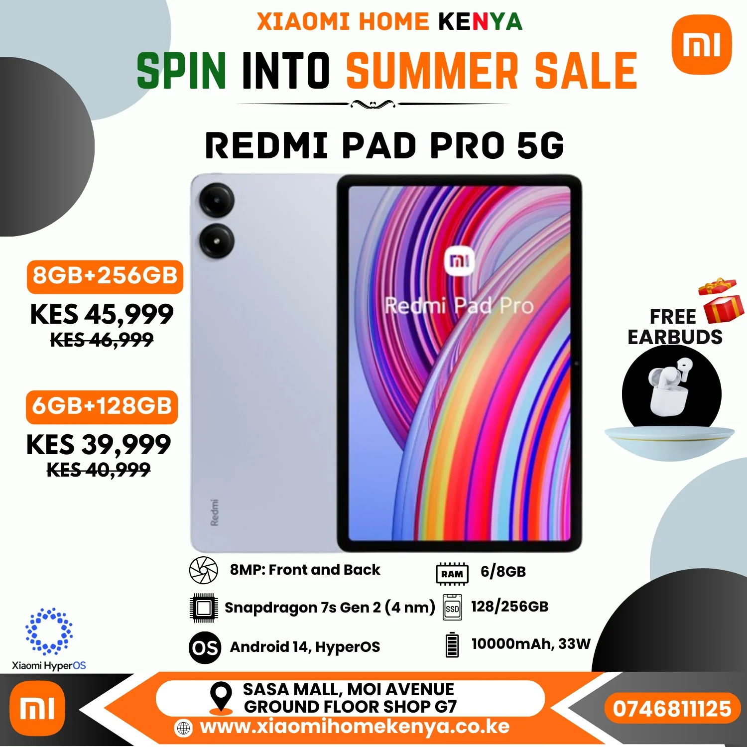 Redmi Pad Pro 5G 6GB + 128GB Black, Free Earbuds